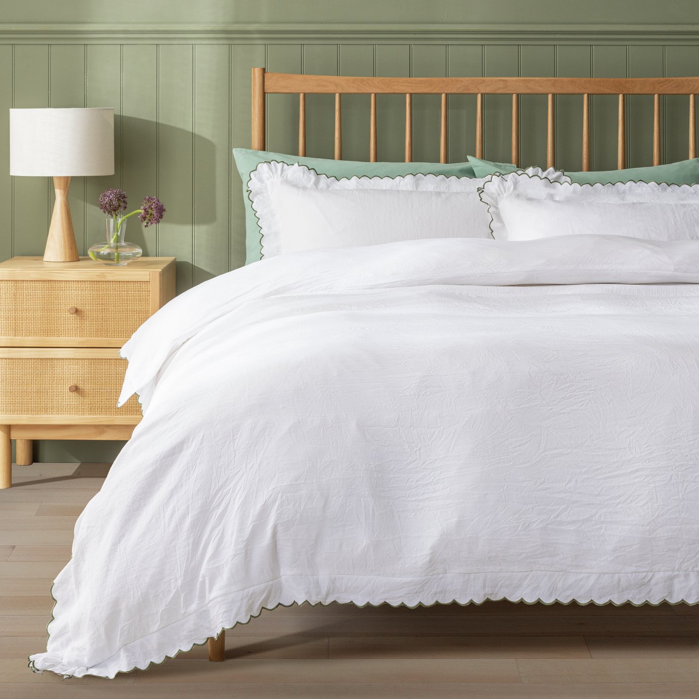 Argos Home Washed Scallop White Bedding Set - Superking