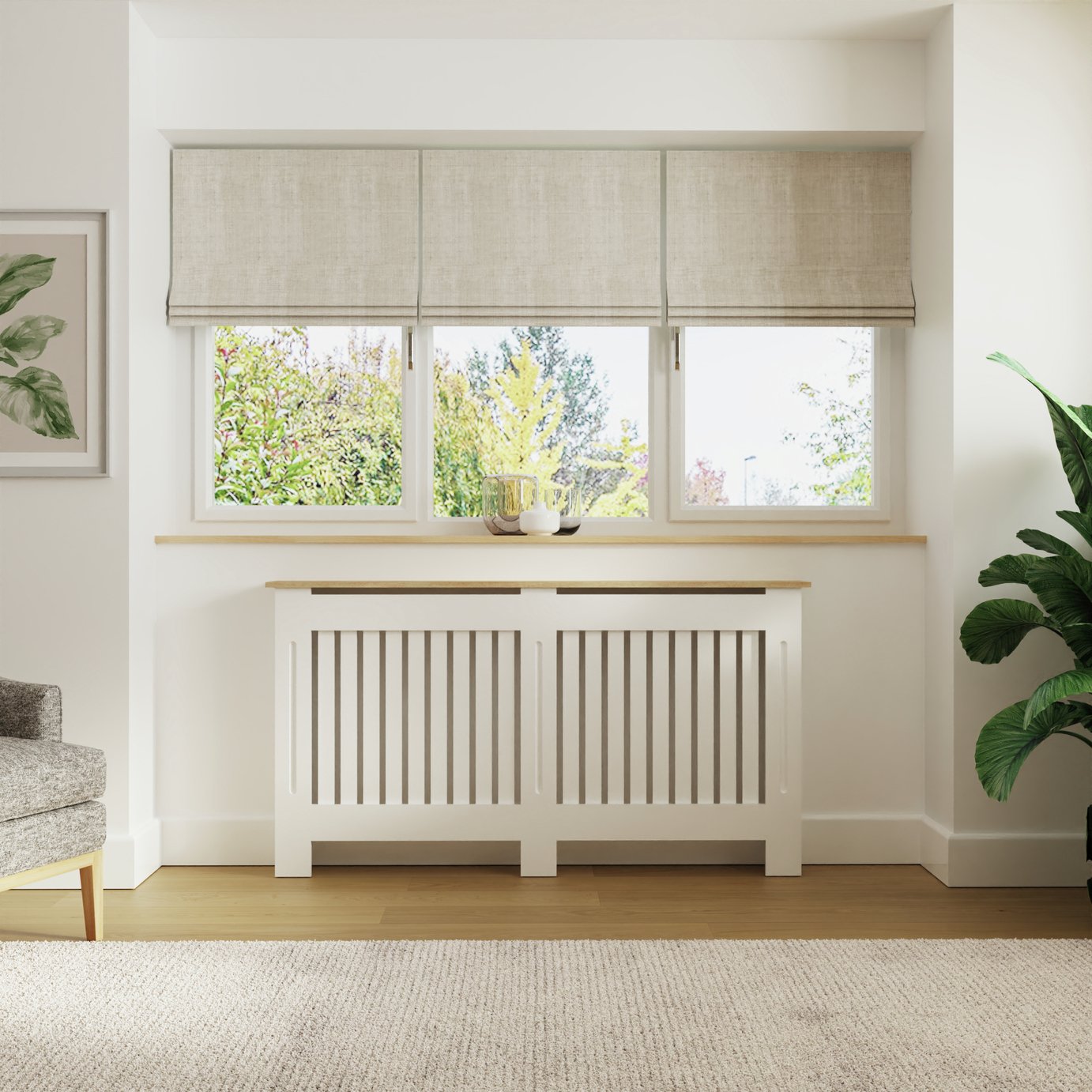 GFW Longslow Large Radiator Cover - White & Oak