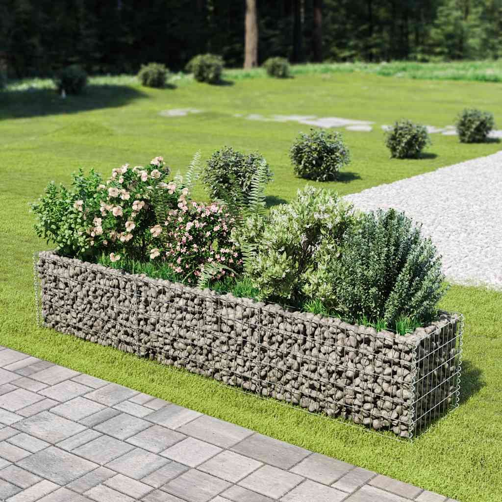 Walplus Galvanised Steel Gabion Raised Bed - Silver - 270 x 50 x 50 cm