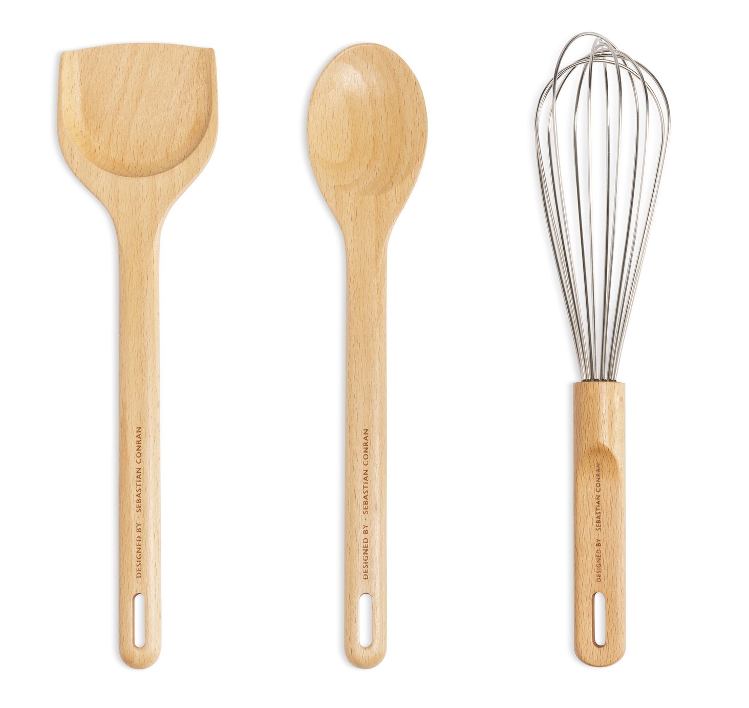 Designed by Sebastian Conran Beech Wood 3 Piece Utensil Set