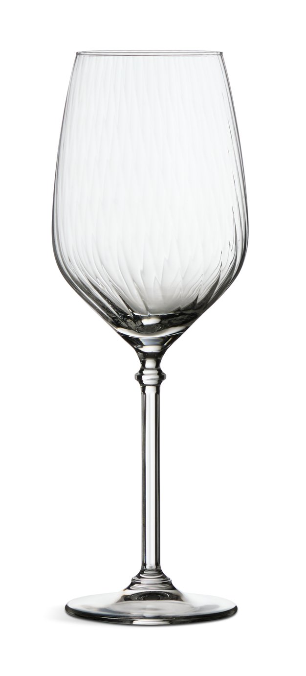 Habitat Optic White Ribbed Set of 4 Wine Glasses