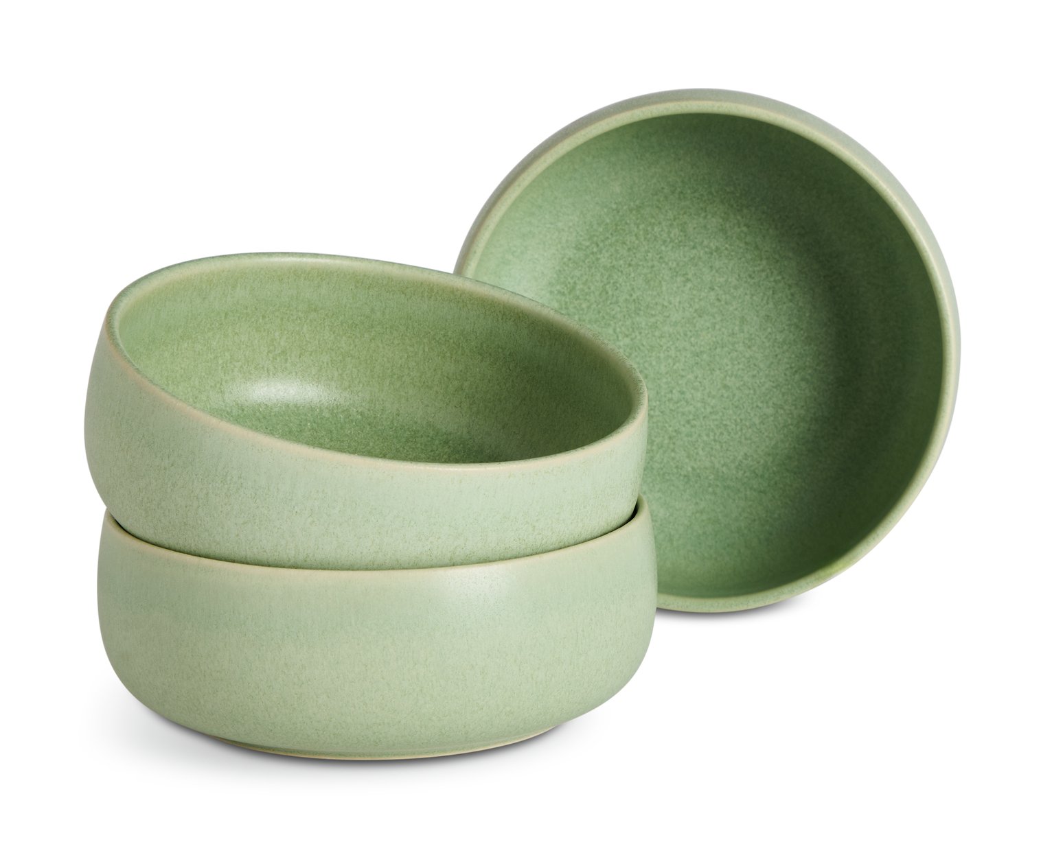 Habitat 3 Piece Reactive Stoneware Nibble Bowls - Green