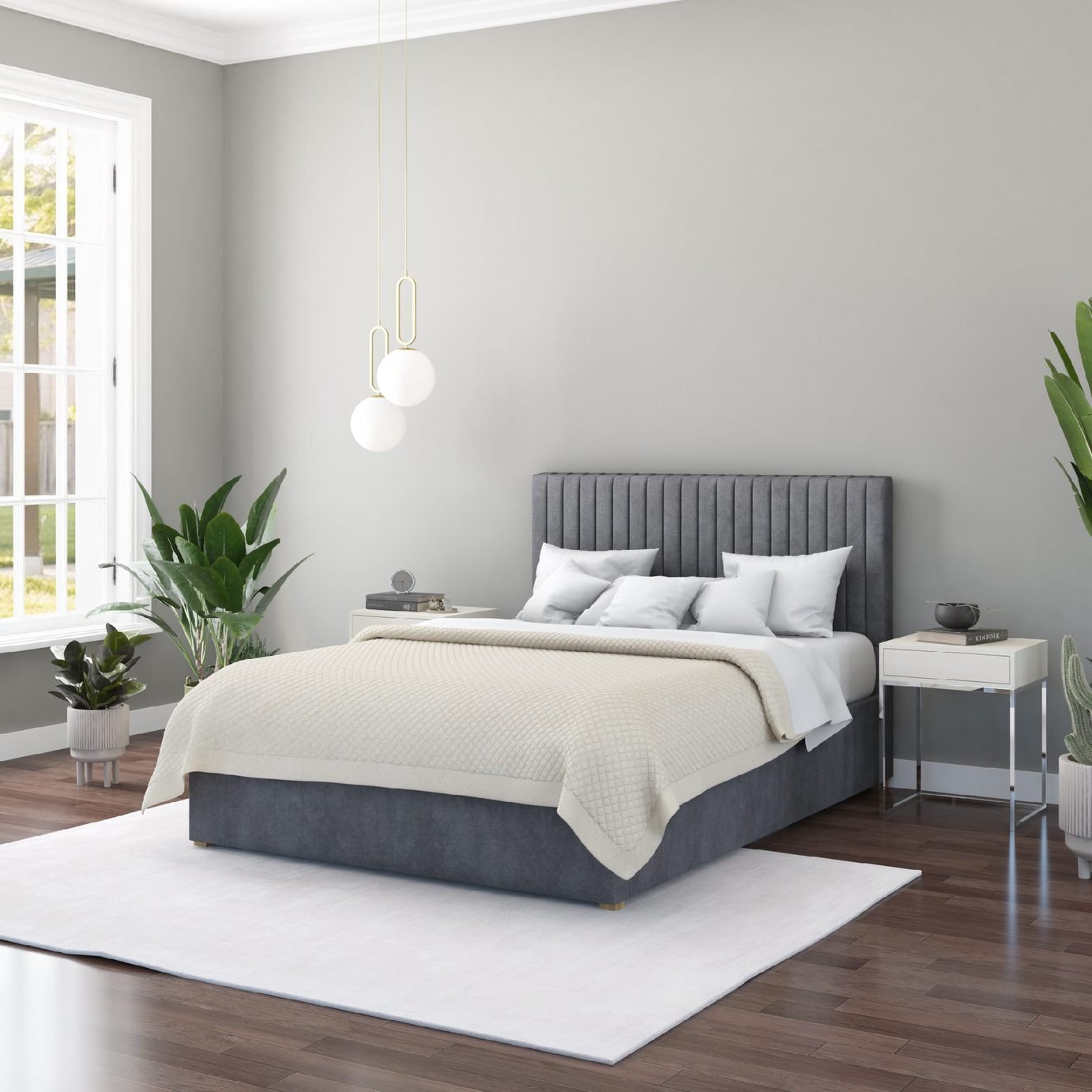 Aspire Grant Velvet Ottoman Bed