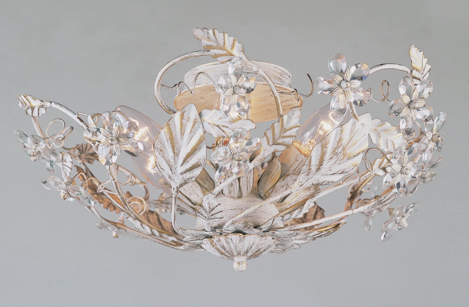 Impex Trapani Metal Bead Flush Ceiling Light - White