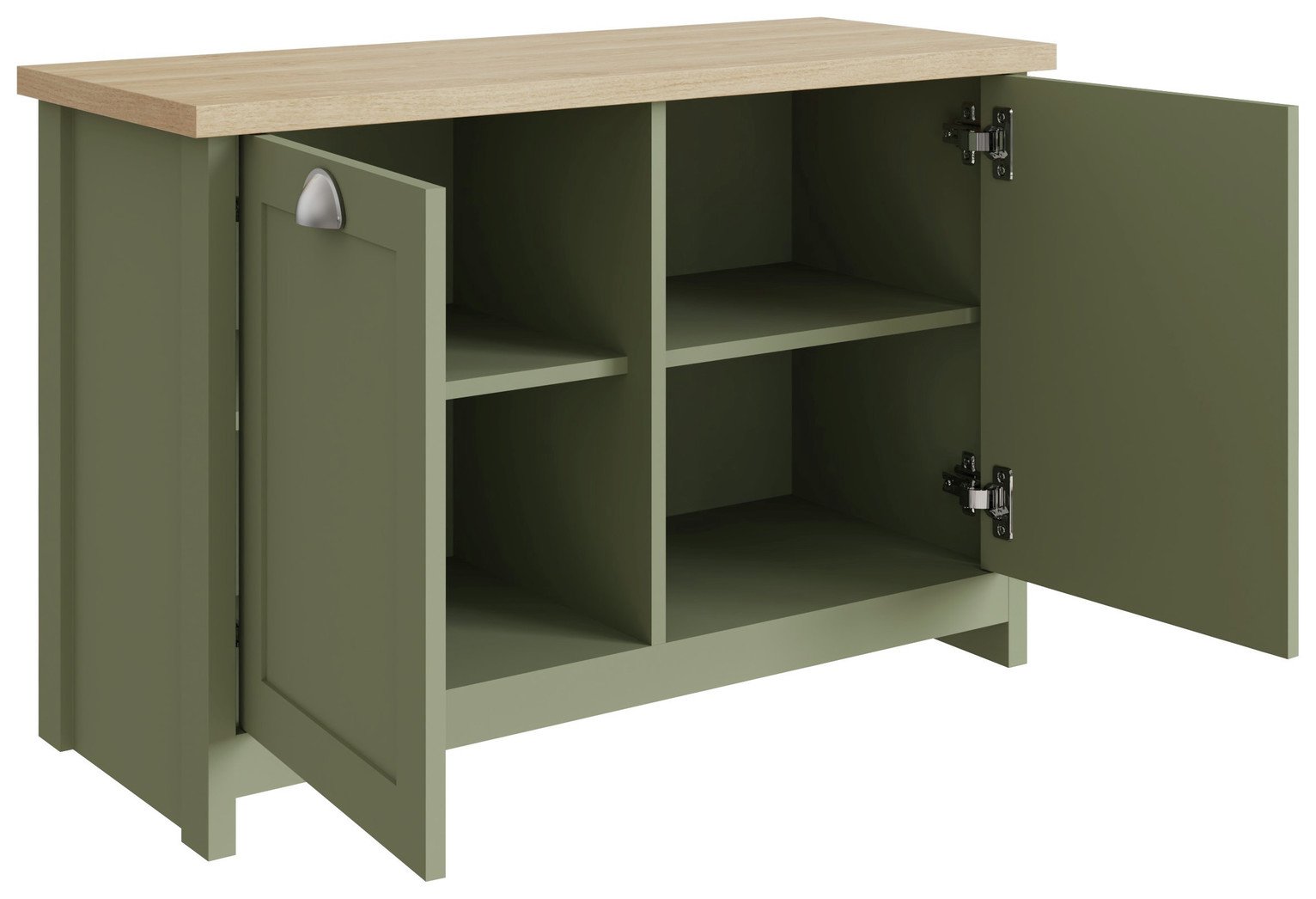 GFW Lancaster 2 Door Shoe Storage Cabinet - Green & Oak