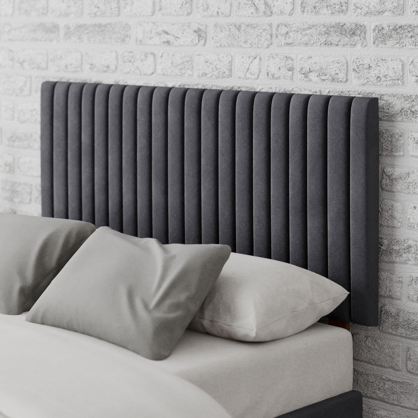 Aspire Grand Superking Velvet Headboard  - Grey 