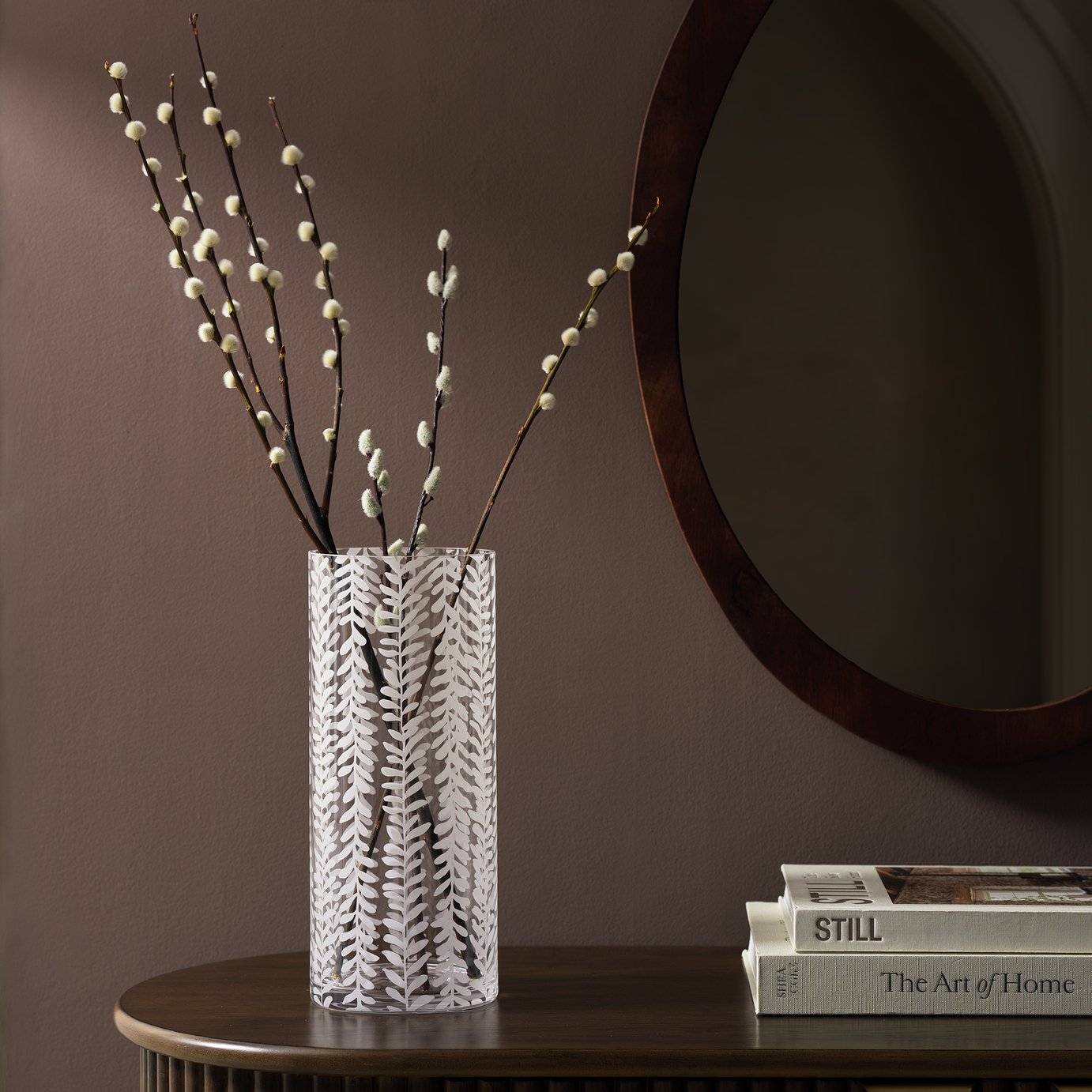 Habitat Etched Floral Glass Vase - Clear