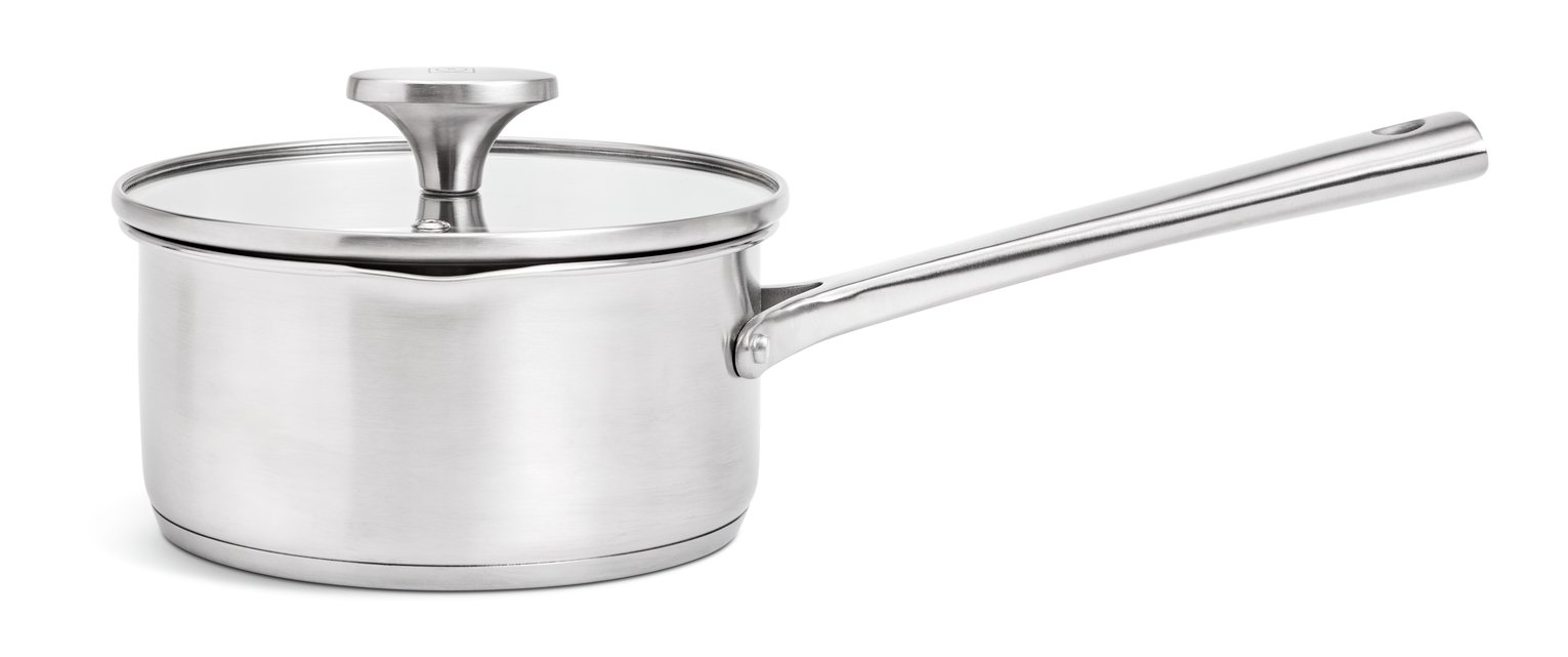 Habitat 20cm Brushed Stainless Steel Saucepan