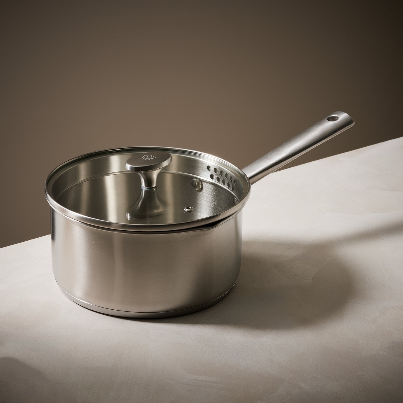 Habitat 20cm Brushed Stainless Steel Saucepan