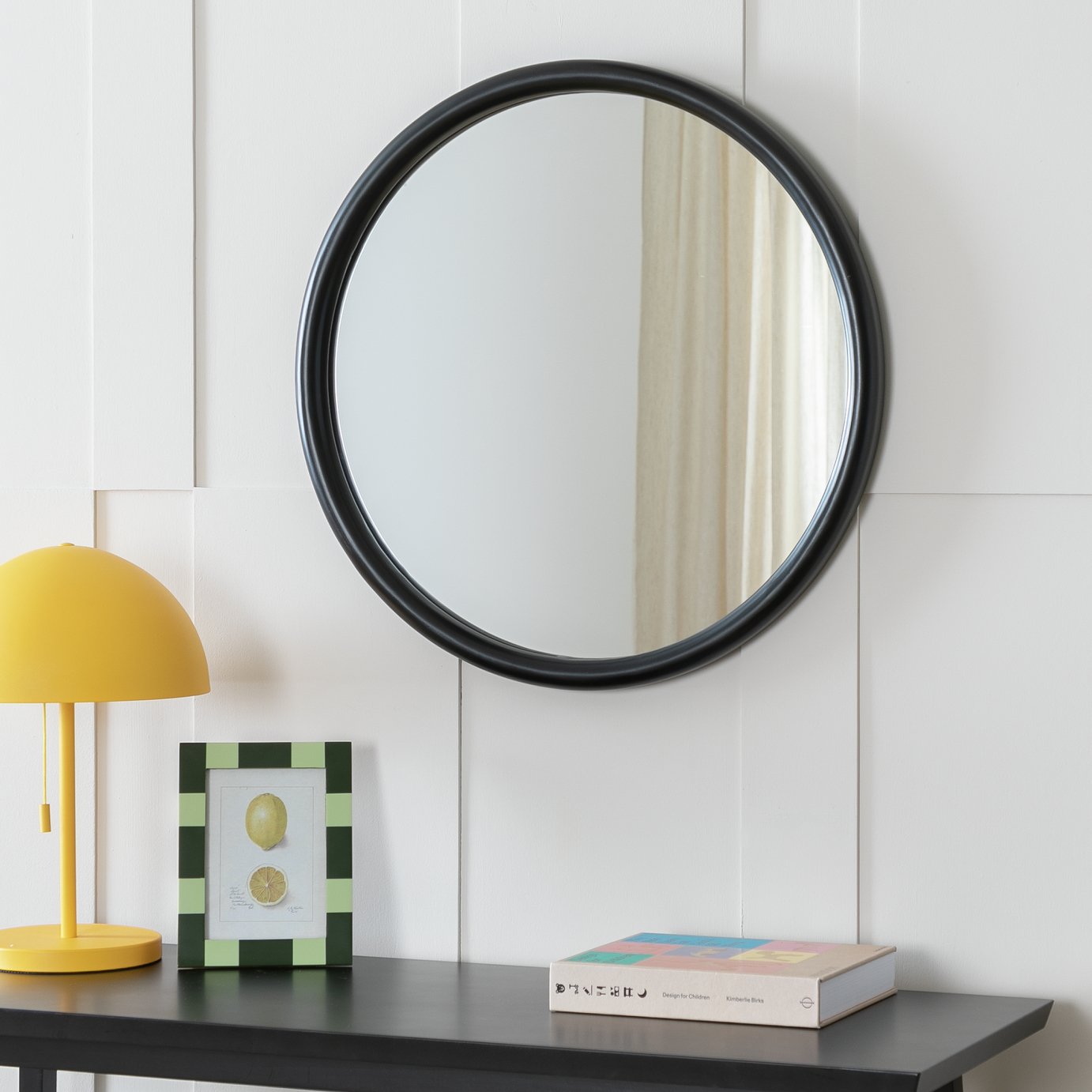 Habitat Black Round Wall Mirror - 60x60cm