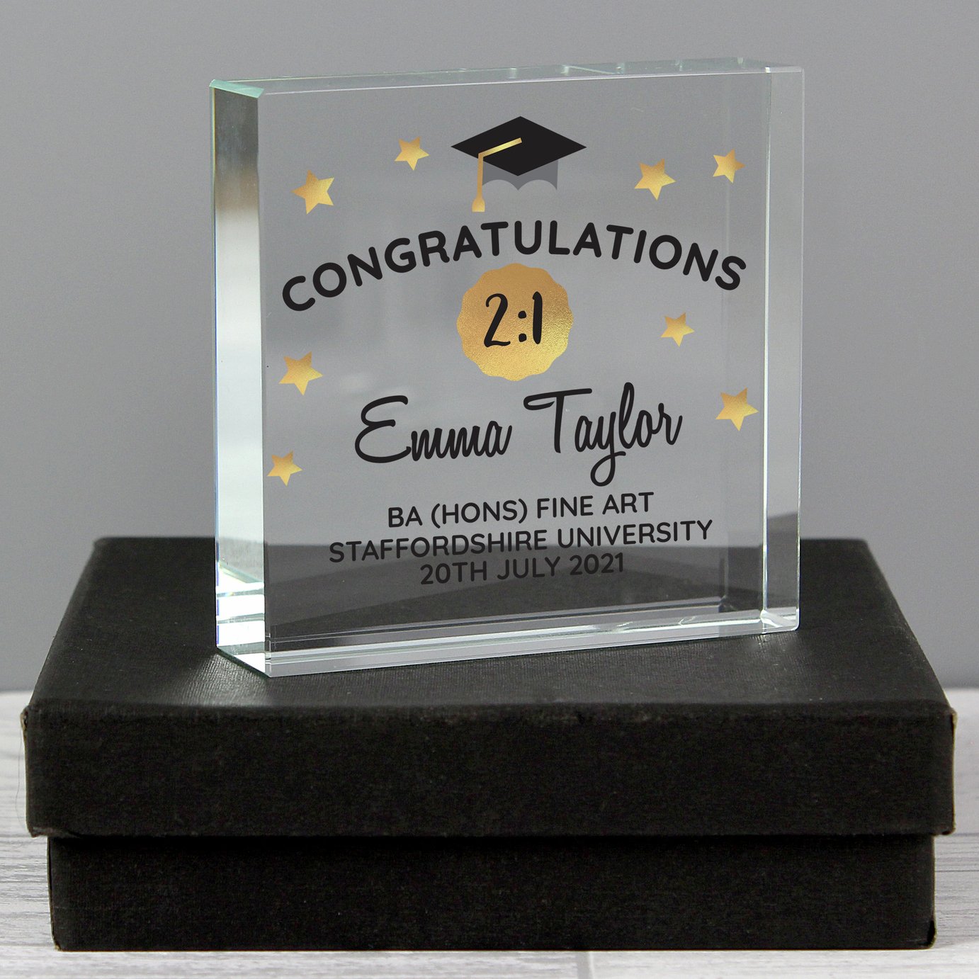 Personalised Message Graduation Crystal Token Ornament