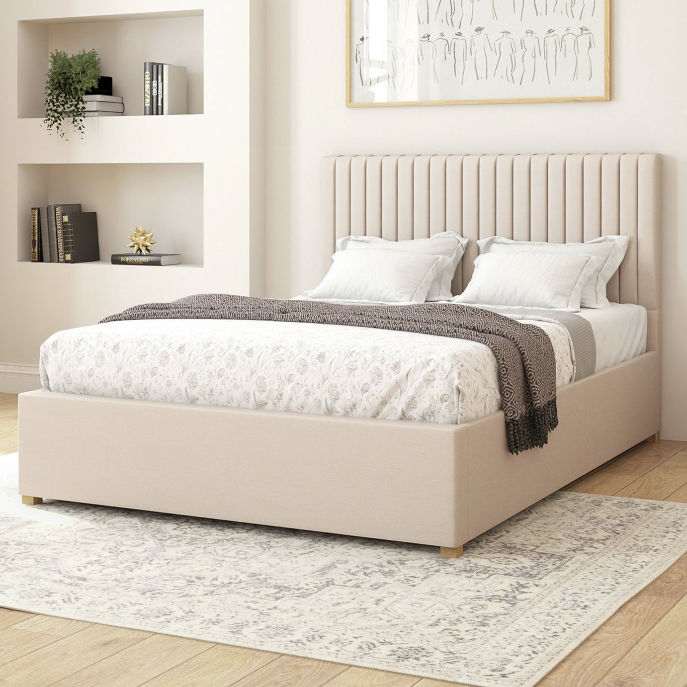 Aspire Grant Velvet Adjustable Bed Frame with Mattress