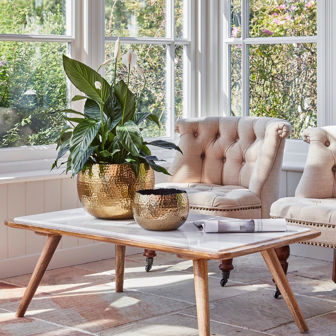 Ivyline Hammered Metal Planter Bowl - Gold