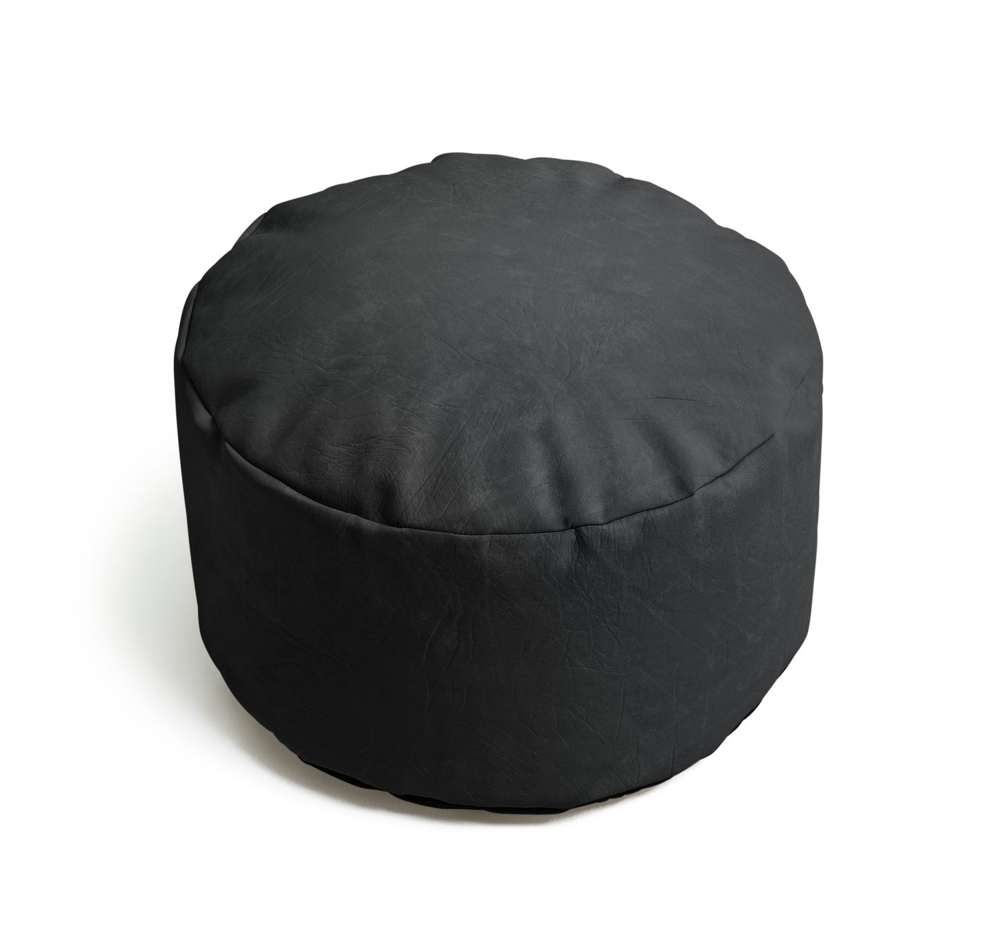 Kaikoo Drew Faux Leather Pouffe - Black
