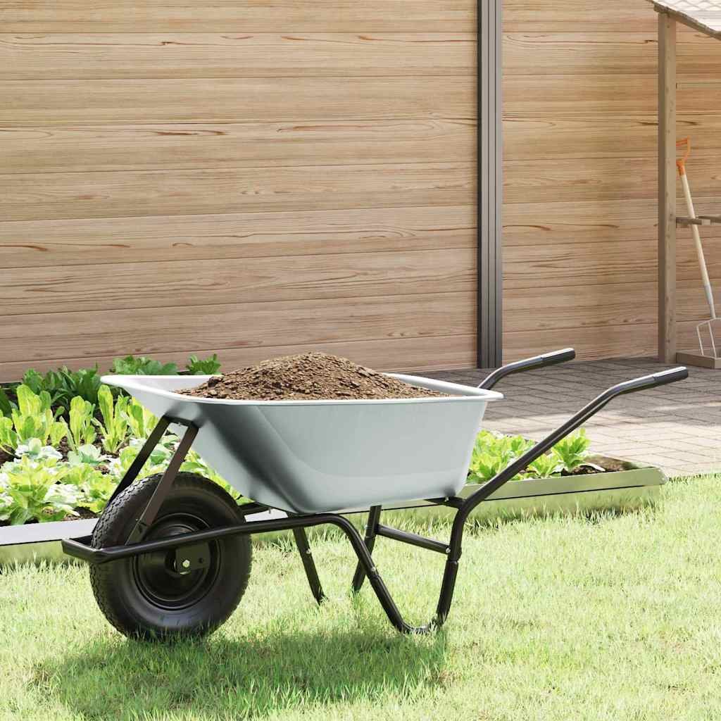 Walplus Steel Wheelbarrow and - Silver and Black - 141 x 60 x 57 cm