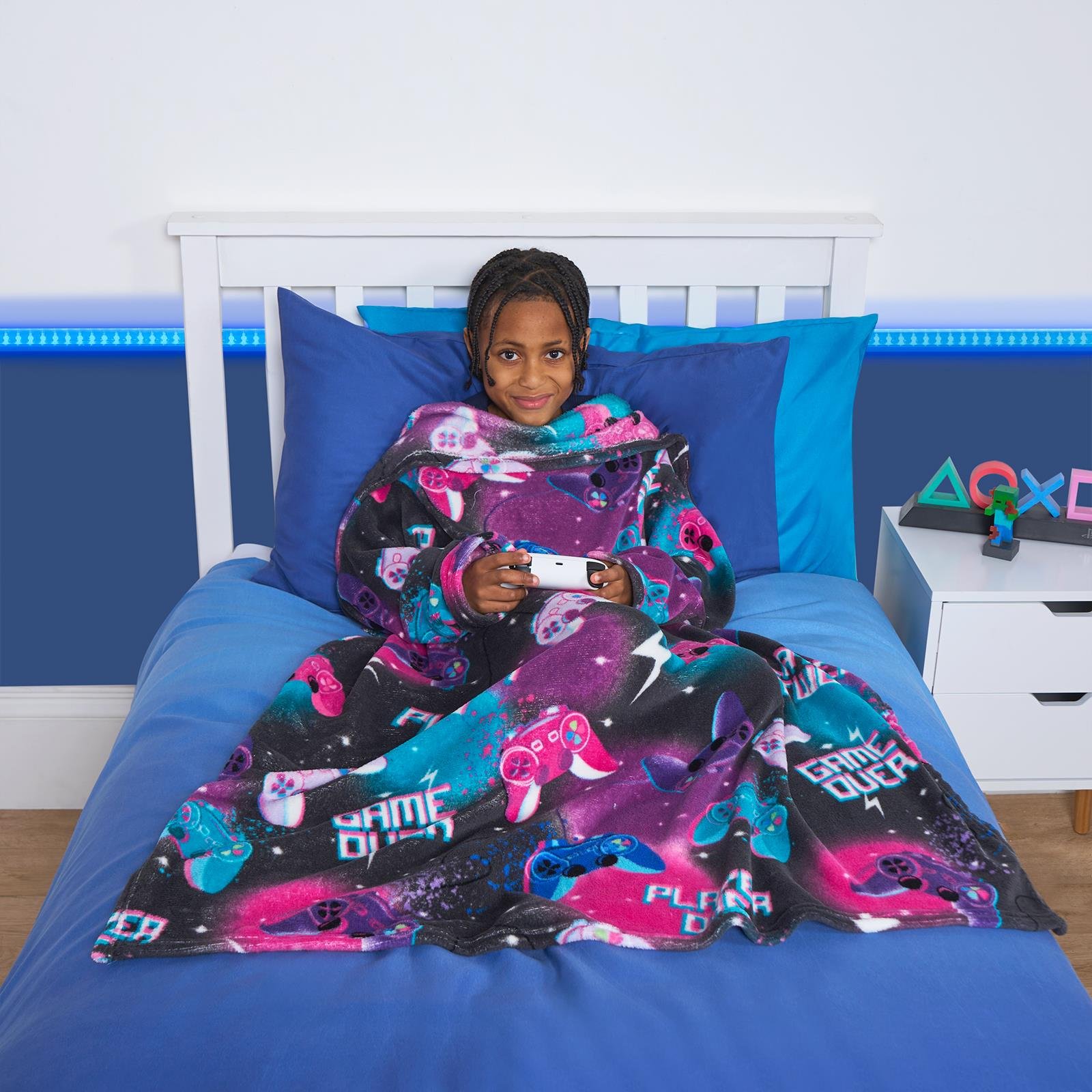 OHS Kids Gaming Print TV Blanket 100 x 125cm - Neon
