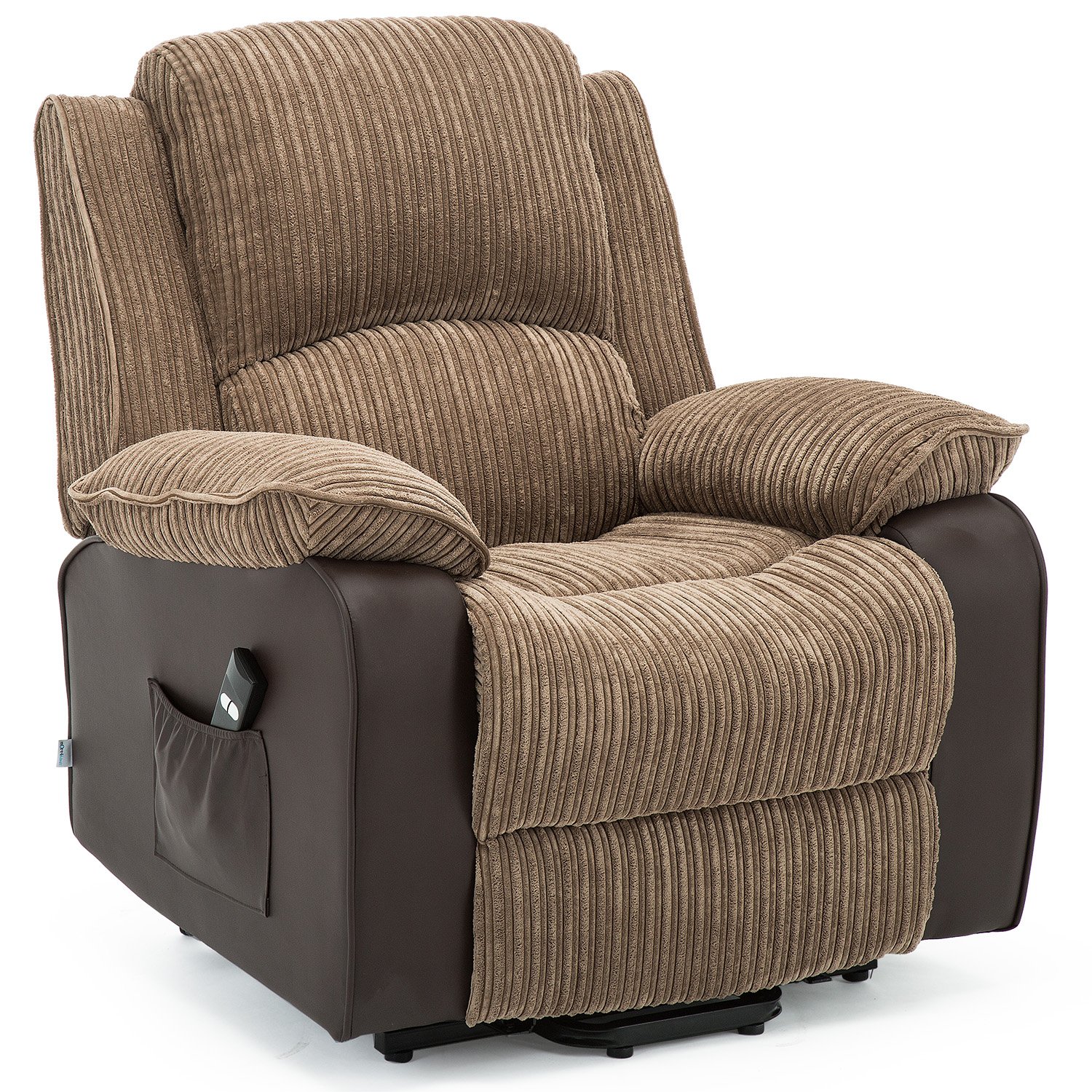 Furniture Online Postana Single Motor Rise Recliner Jumbo Cord Chair - Brown