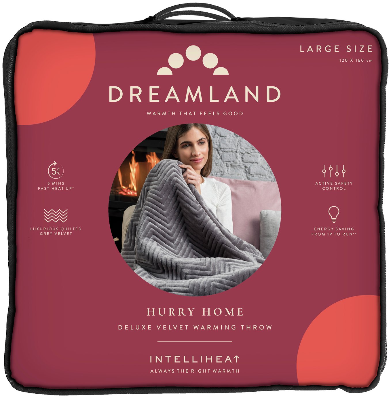 Buy Dreamland Snuggle Up Heated Grey Throw Large Electric