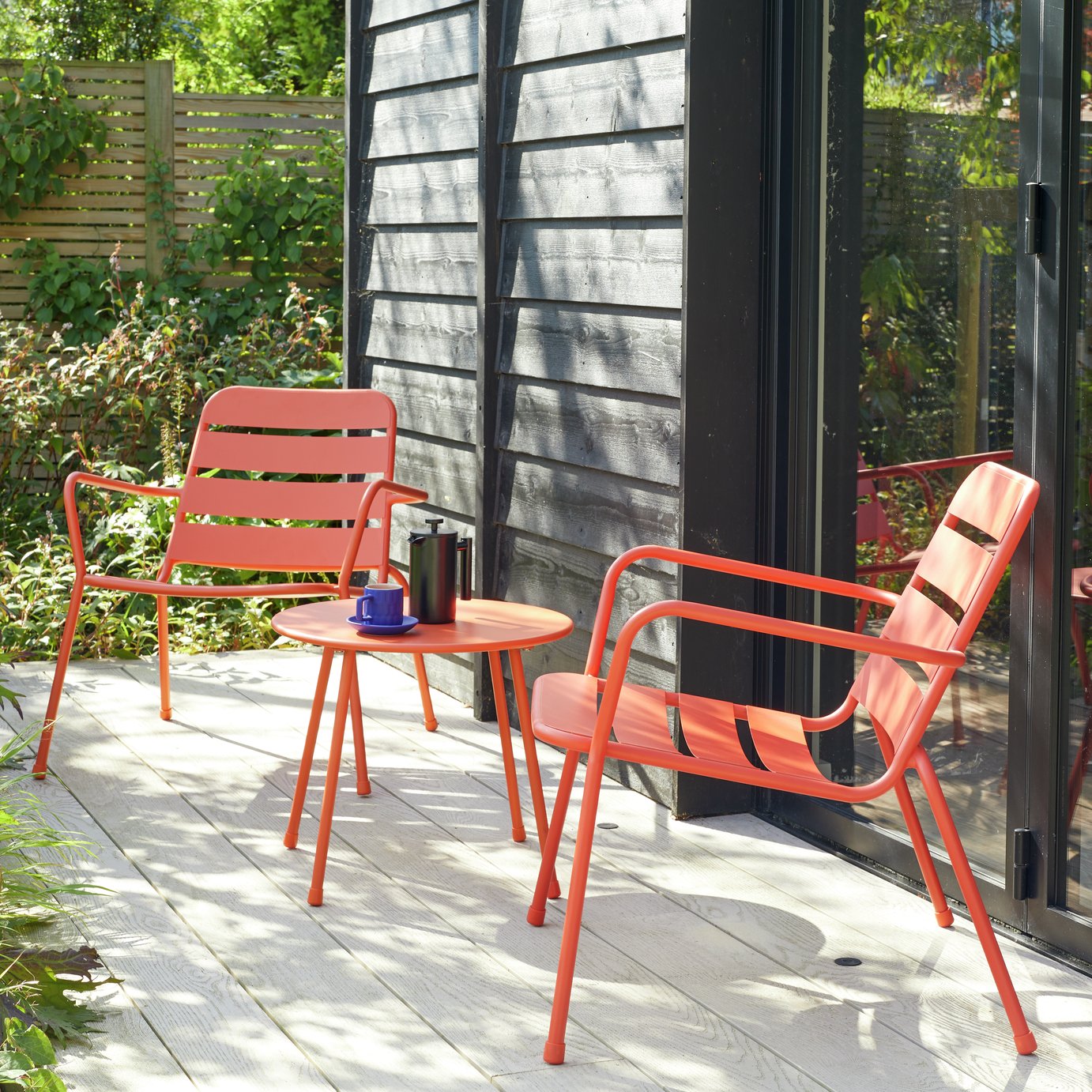 Habitat Annika 2 Seater Metal Garden Bistro Set - Red