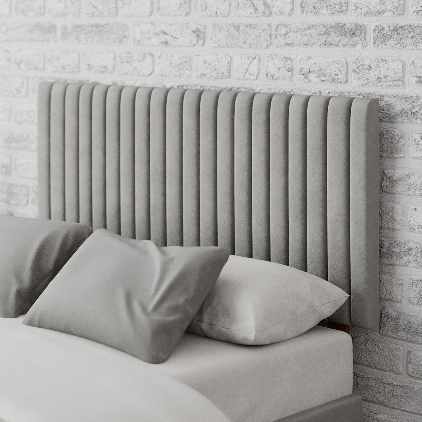 Aspire Grant Velvet Superking Headboard- Silver