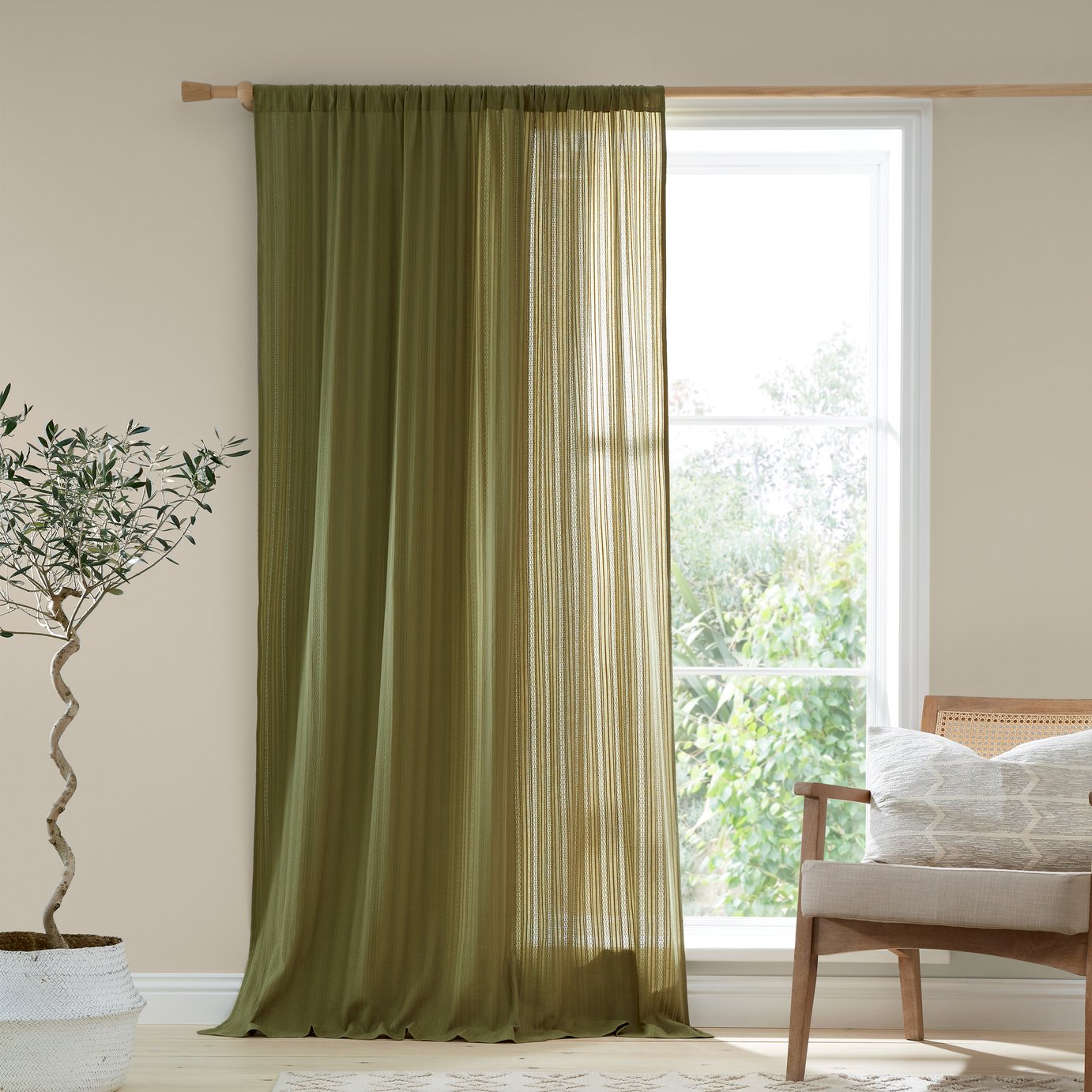 Pineapple Elephant Zofia Voile - Olive - 140x137cm