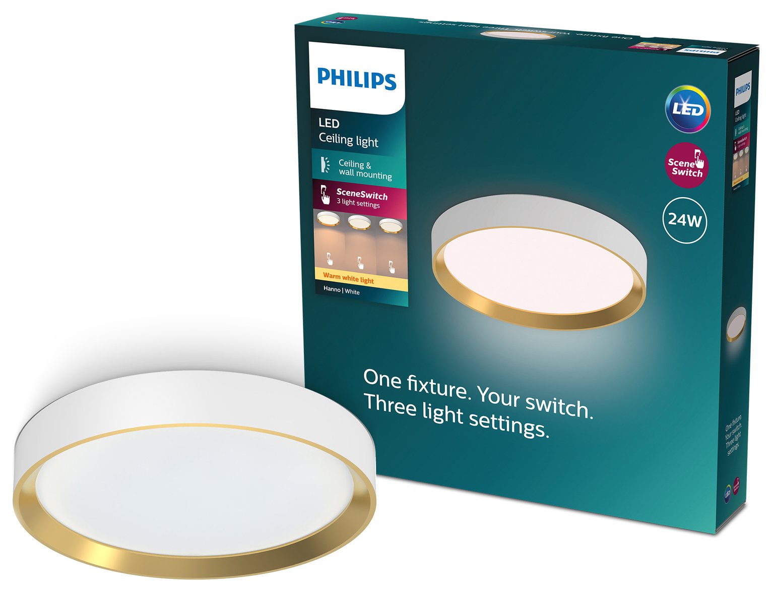 Philips Hanno Metal Scene Switch LED Ceiling Light - White