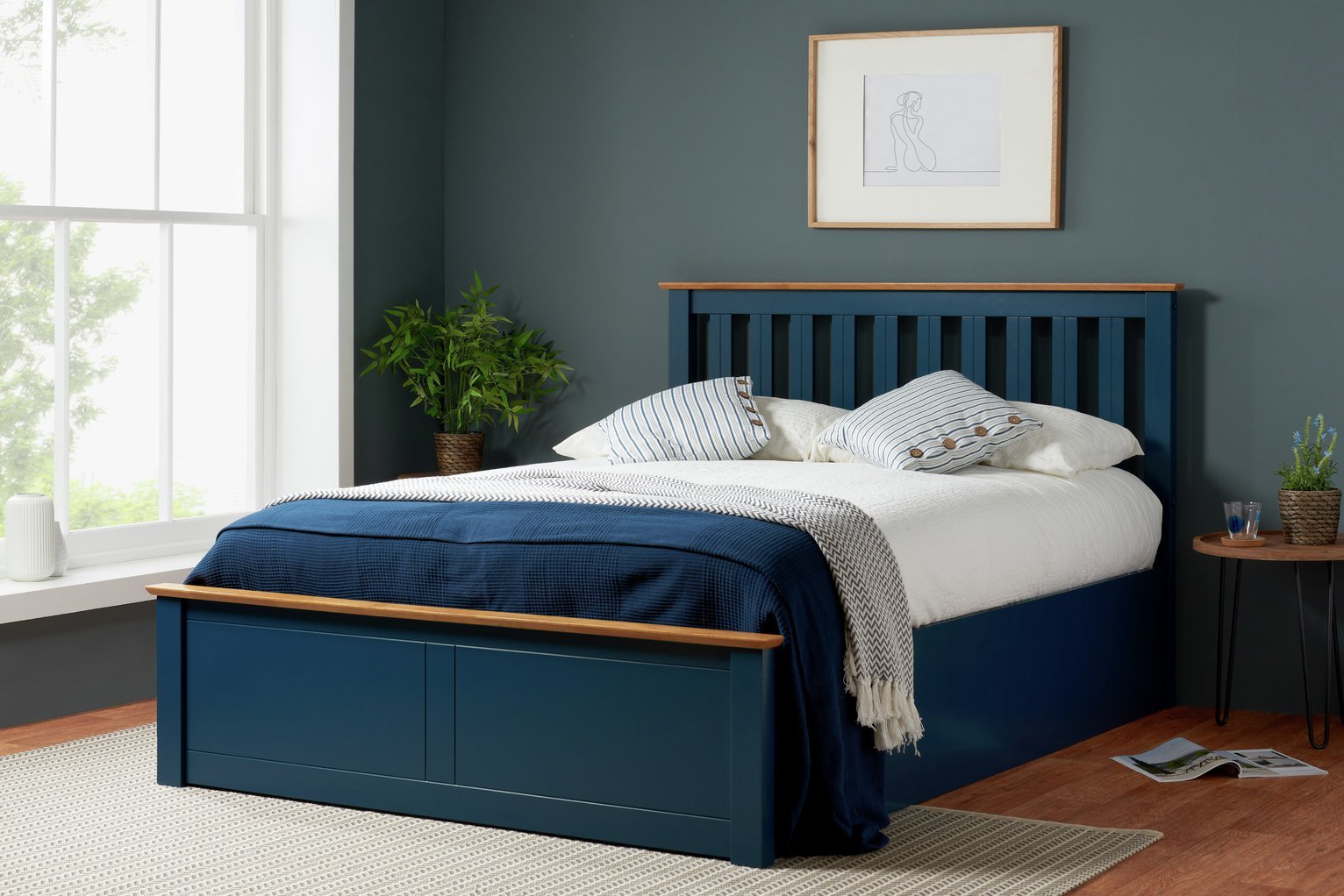 Birlea Phoenix Double End Lift Ottoman Bed - Navy