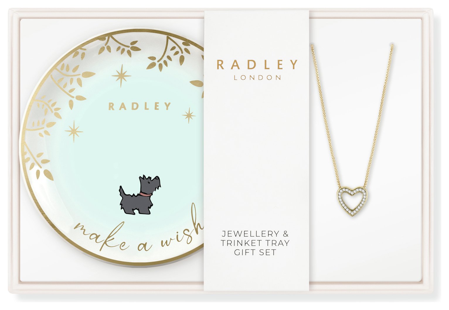 Radley 18ct Gold Plated Heart Necklace & Trinket Tray Set