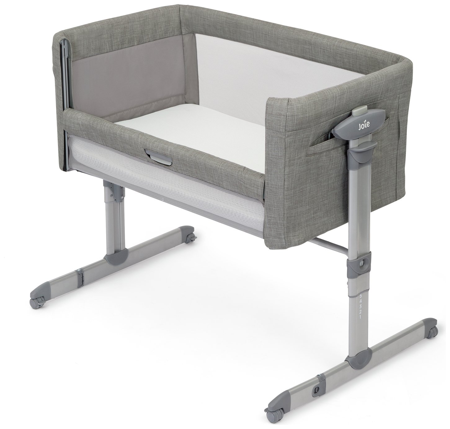 Joie Roomie Glide Gliding Bedside Crib - Foggy Grey