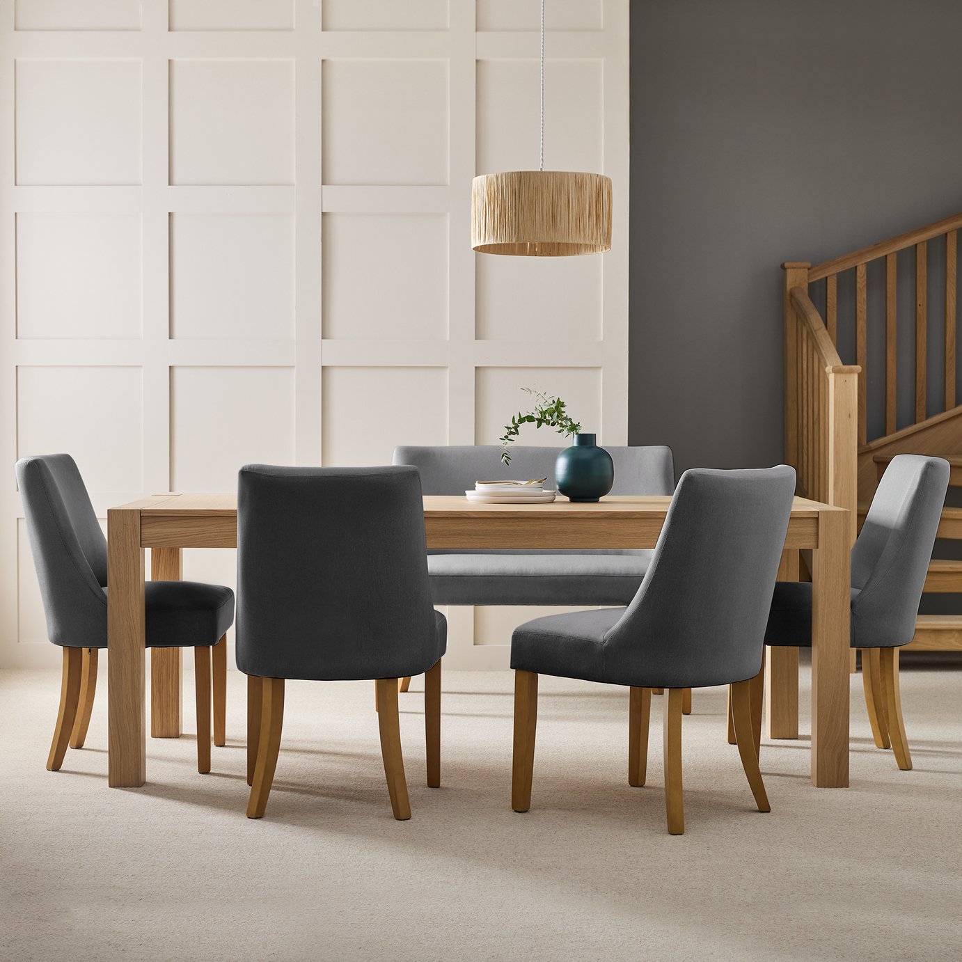 Habitat Alston Extending Dining Table, 1 Bench & 4 Chairs