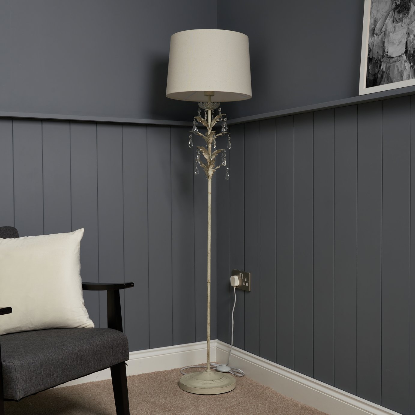 BHS Josefine Leaf Glass Floor Lamp - Brass