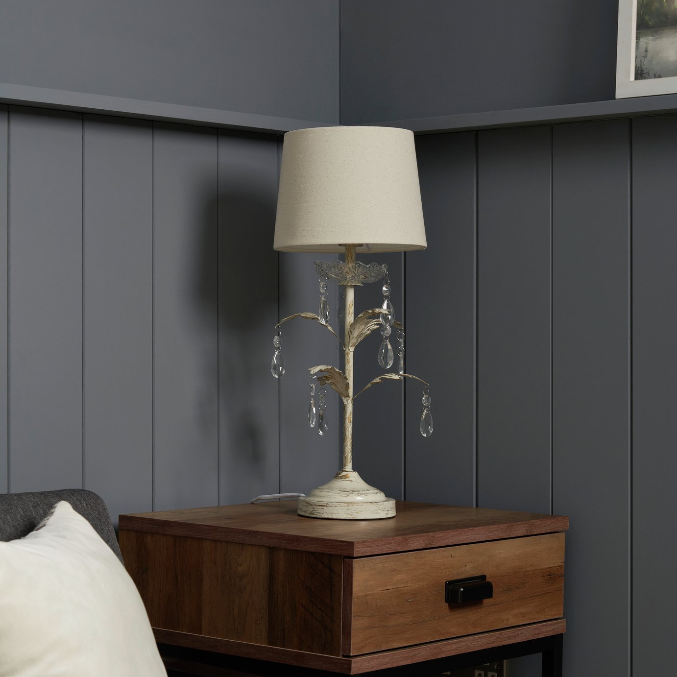 BHS Josefine Leaf Glass Table Lamp - Brass