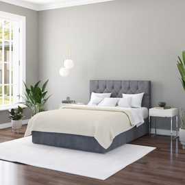 Aspire Olivier Double Velvet End Lift Ottoman Bed - Grey