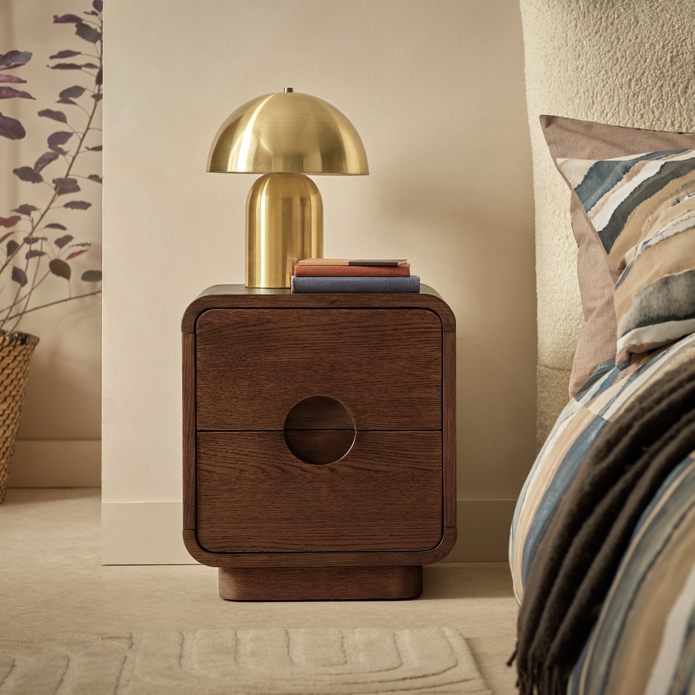 Habitat Adeje 2 Drawer Bedside Table - Walnut