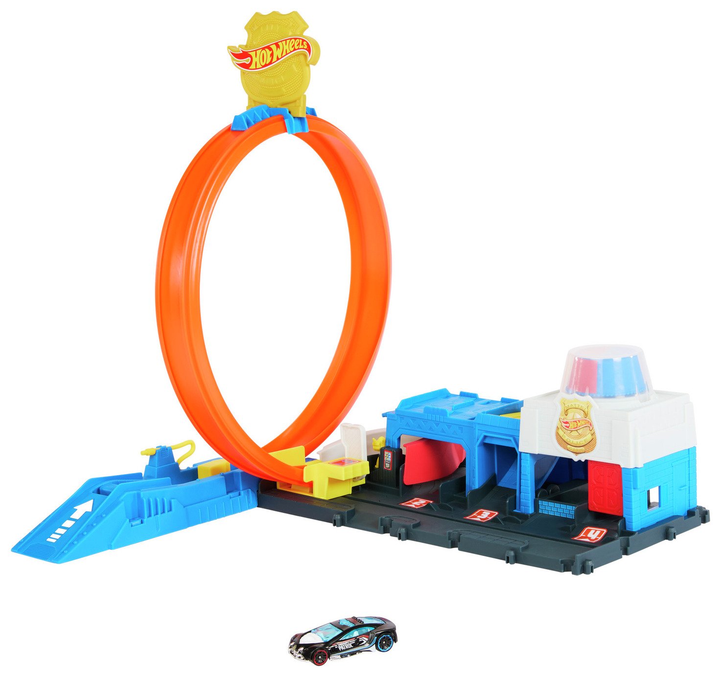 Hot Wheels Toy Car Track Set Super Police Station Playset