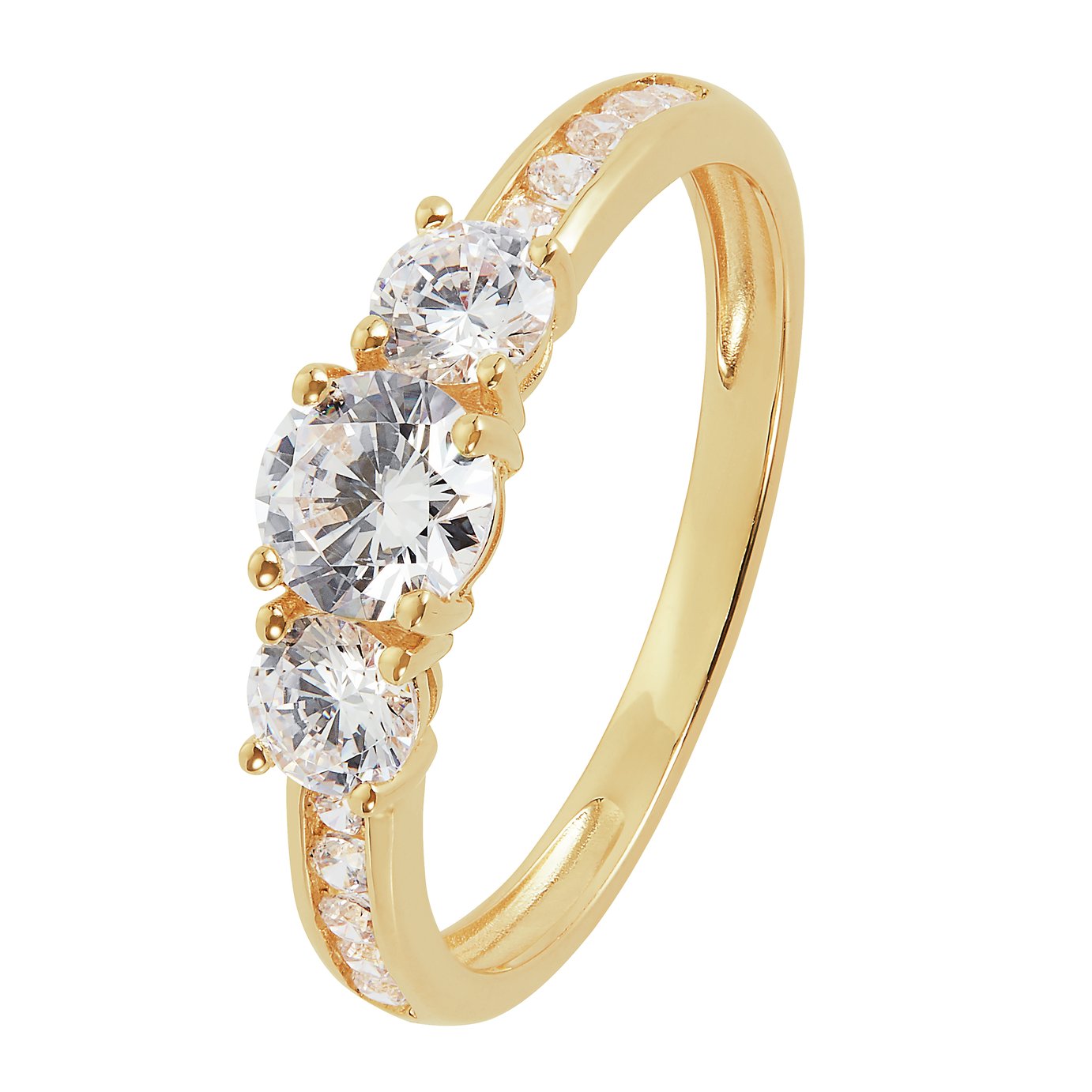 Revere 9ct Gold Cubic Zirconia Shoulder Engagement Ring - T