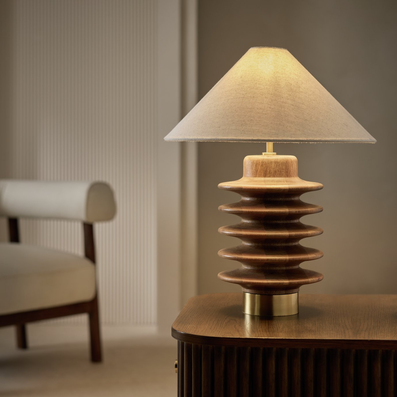 Habitat Emir Totum Mango Wood Table Lamp Base Only - Natural