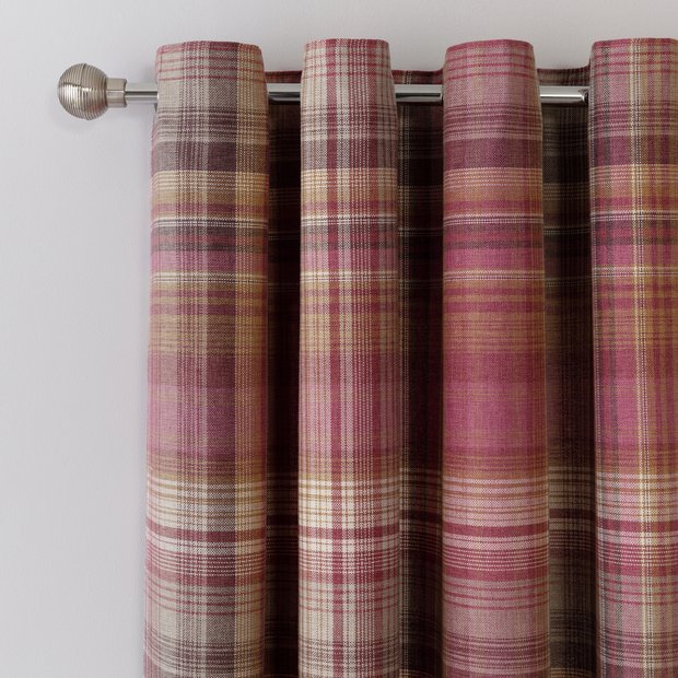 Buy Argos Home Brushed Check Lined Eyelet Curtains Purple