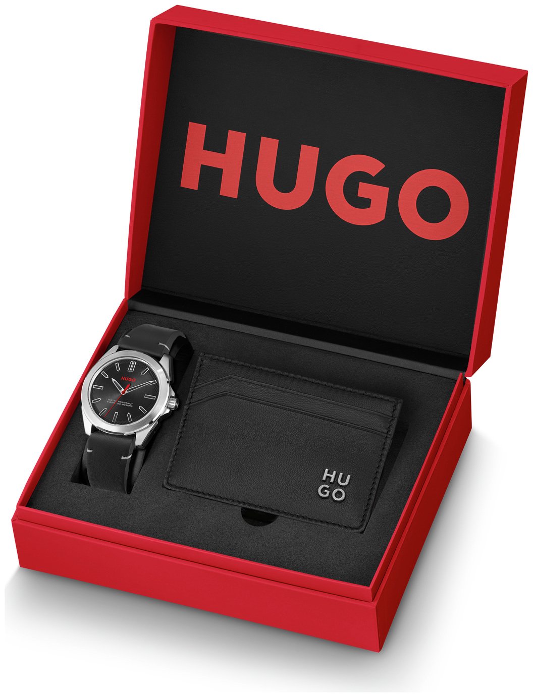 HUGO Men's Adventure Black Strap Wallet Set