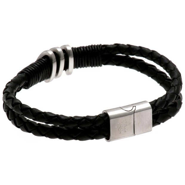Buy Stainless Steel and Leather Rangers Bracelet at Argos.co.uk - Your ...