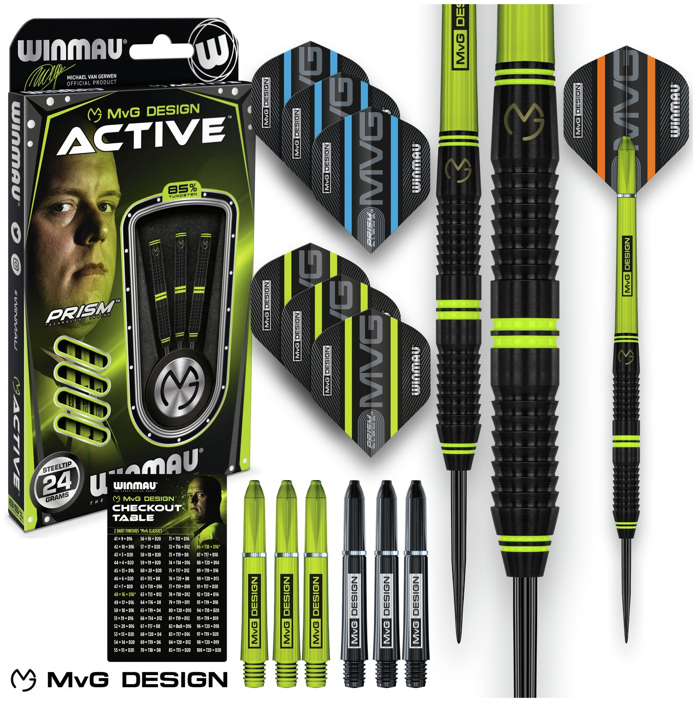 Winmau Michael van Gerwen MvG Active 24g Tungsten Darts Set