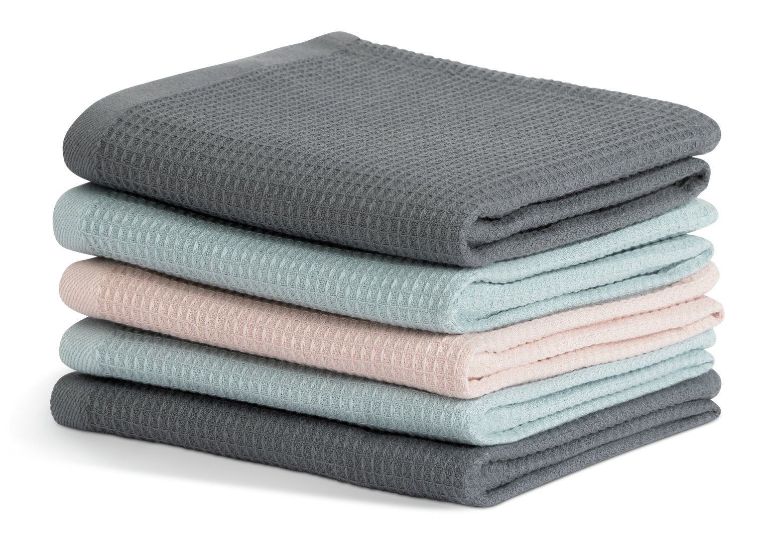 Habitat Waffle Pack of 5 Tea Towel - Multicolour