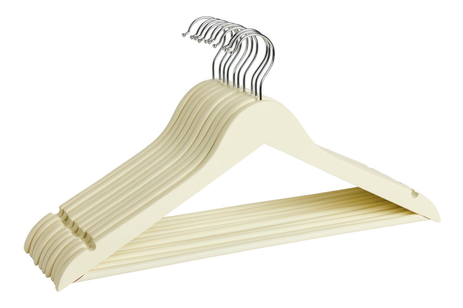 Argos Home Wooden Pack of 10 Hangers - Cream