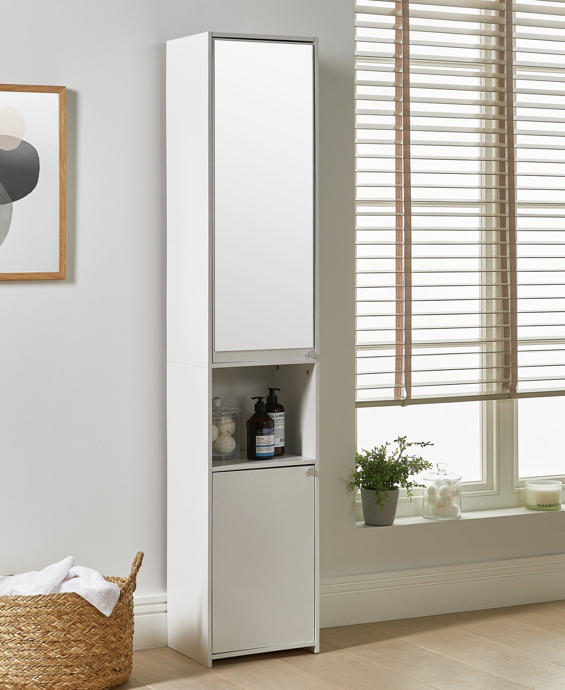 Argos Home Prime Mirrored Tallboy - White