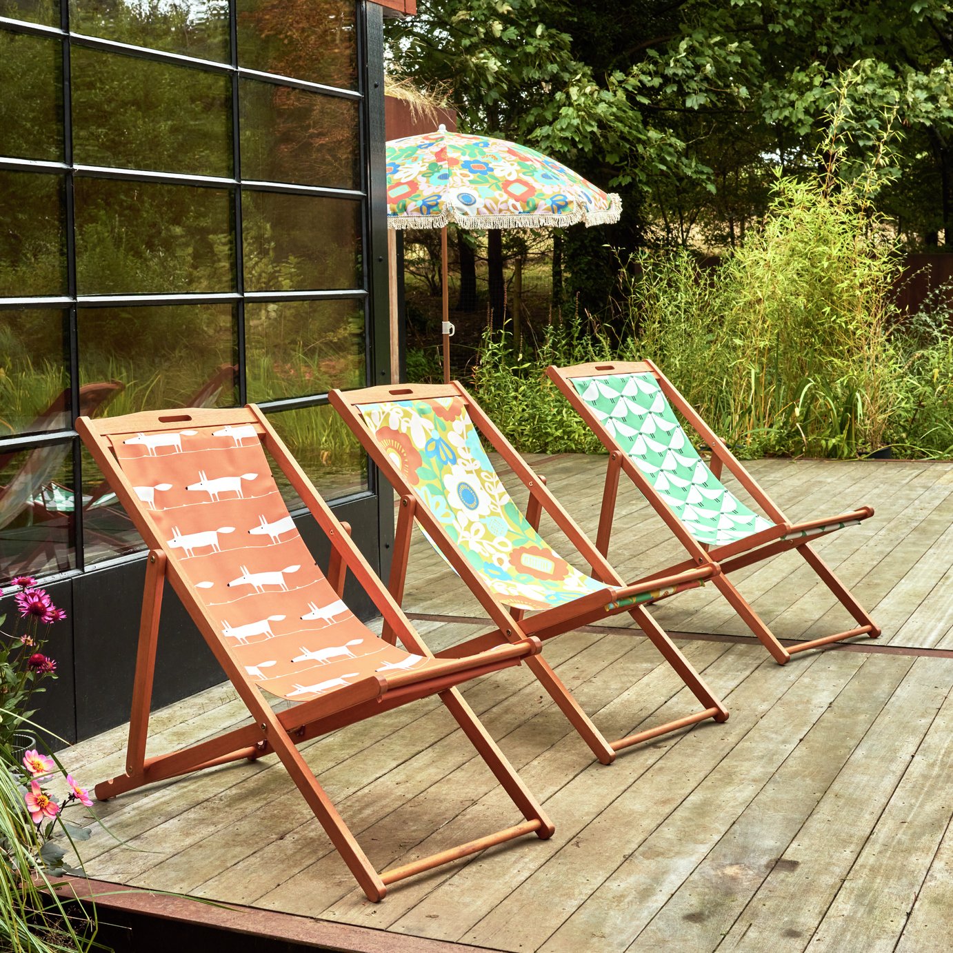 Buy Habitat x Scion Folding Wooden Garden Deck Chair - Mr Fox