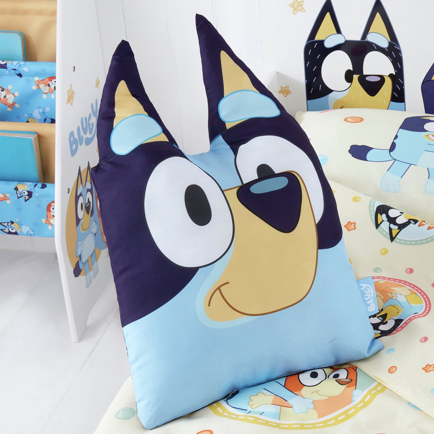 Bluey Kids 3D Ears Shaped Cushion - Blue - 35X35cm