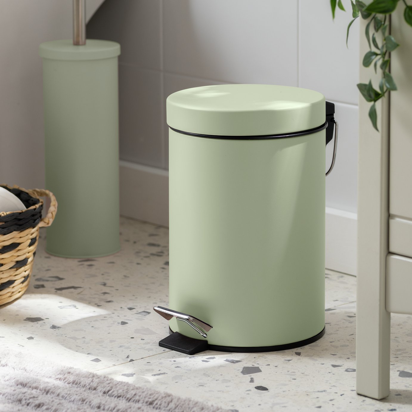  Home 3L Bathroom Pedal Bin - Sage Green
