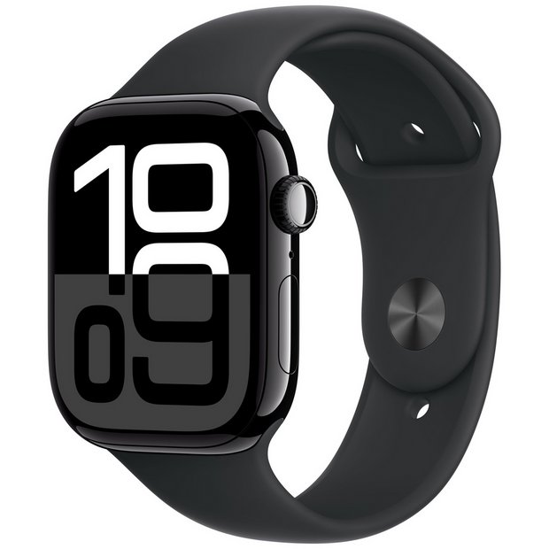 Buy Apple Watch Series 10 GPS 46mm Jet Black Sport Band - S/M | Fitness and activity trackers | Argos