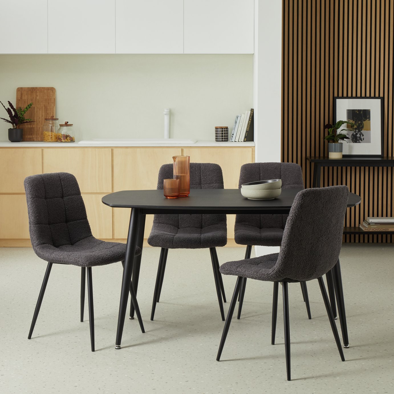 Argos Home Cobin Black Dining Table & 4 Chairs