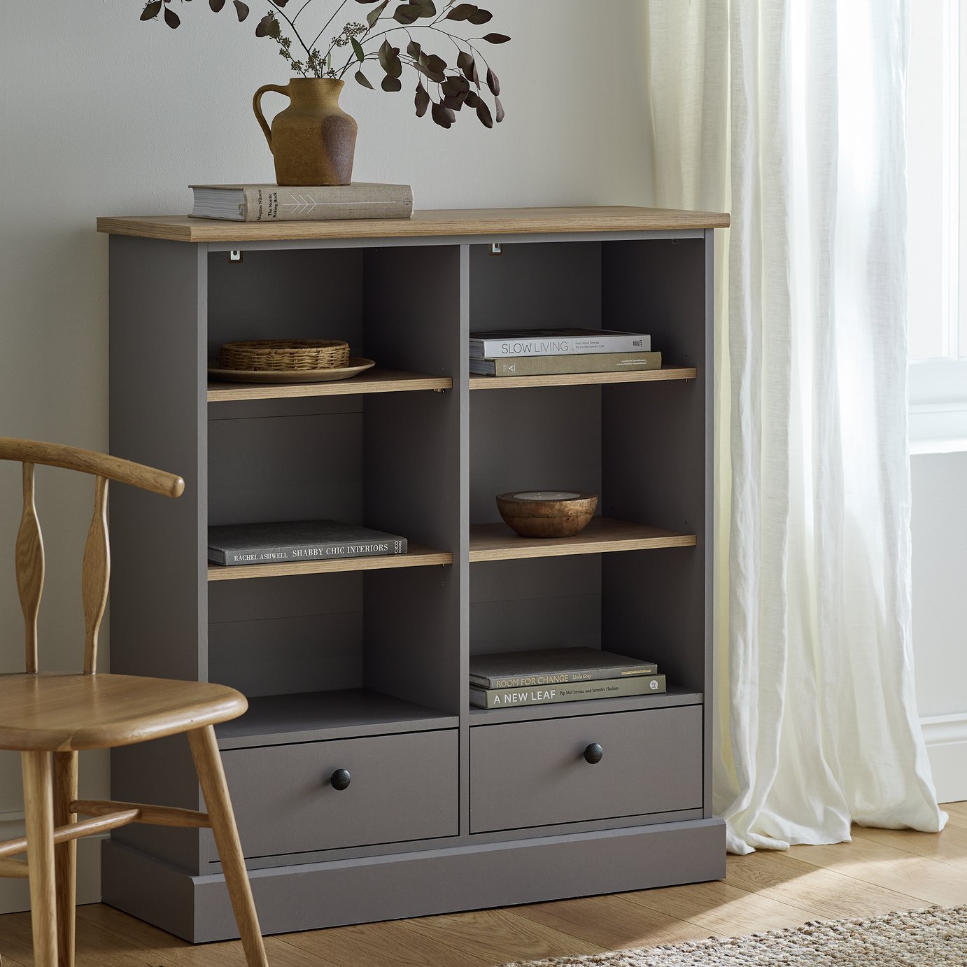 Argos Home Winchester 2 Drawer Shelving Unit - Grey